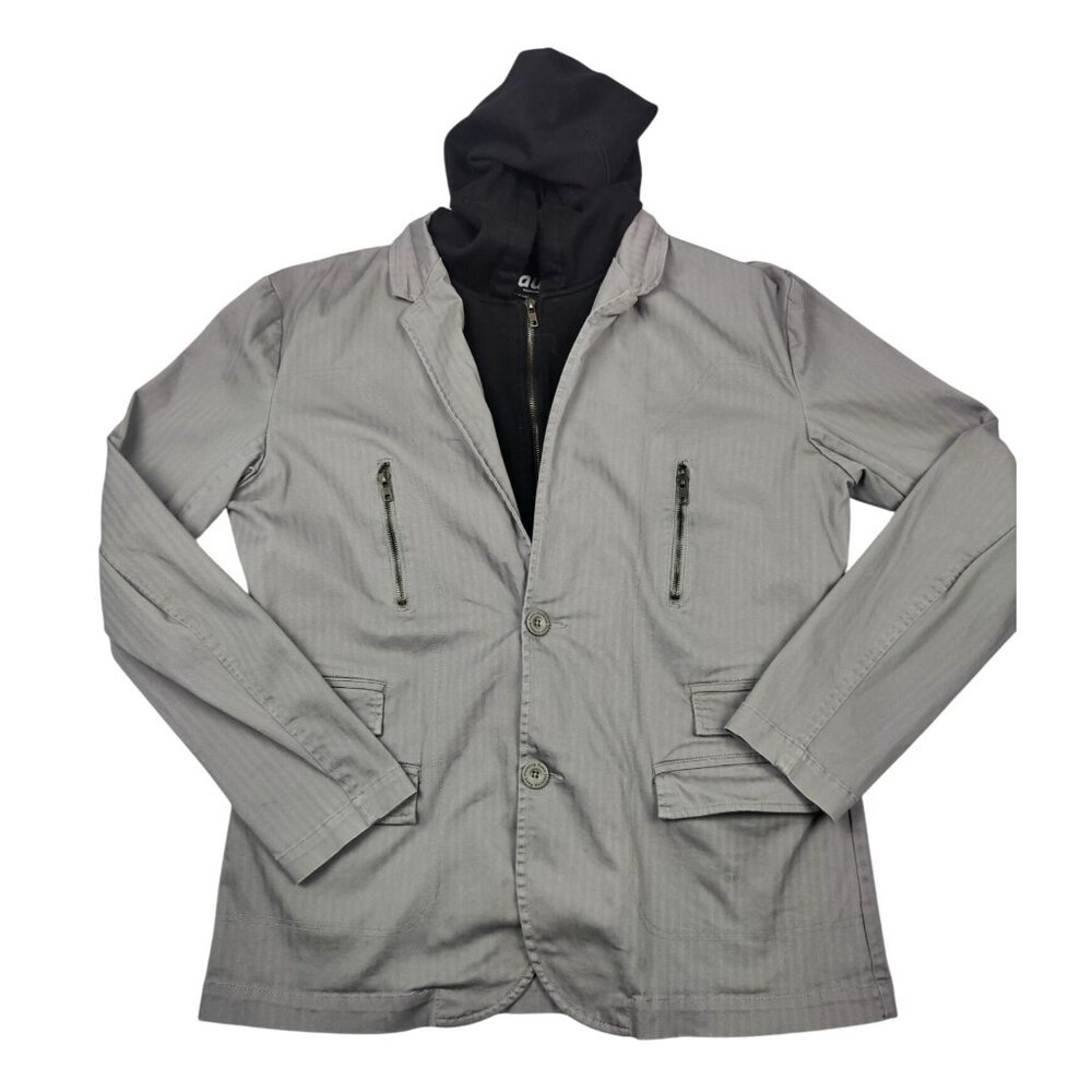 Kaun Men's Gray Jacket with Black Hood Size XL